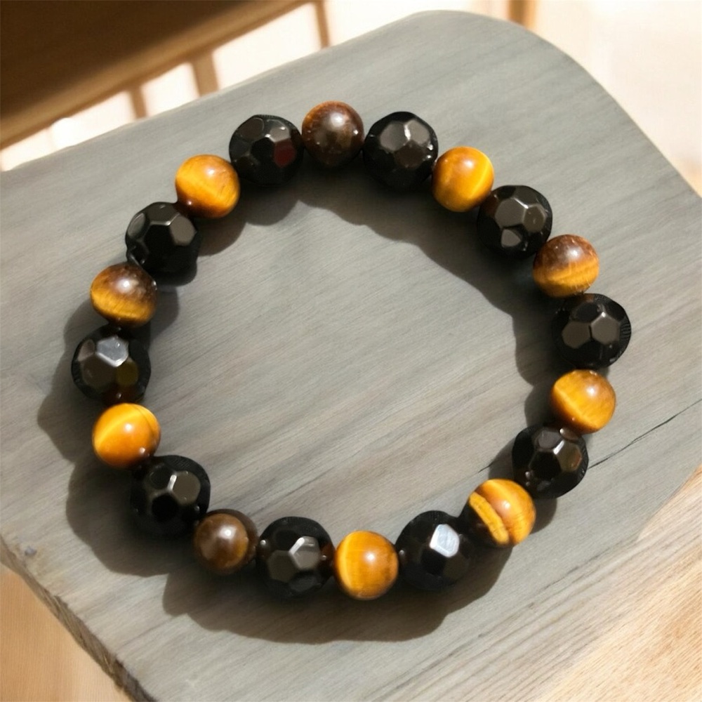 Women’s Golden Tiger’s Eye & Crystal Beaded Bracelet